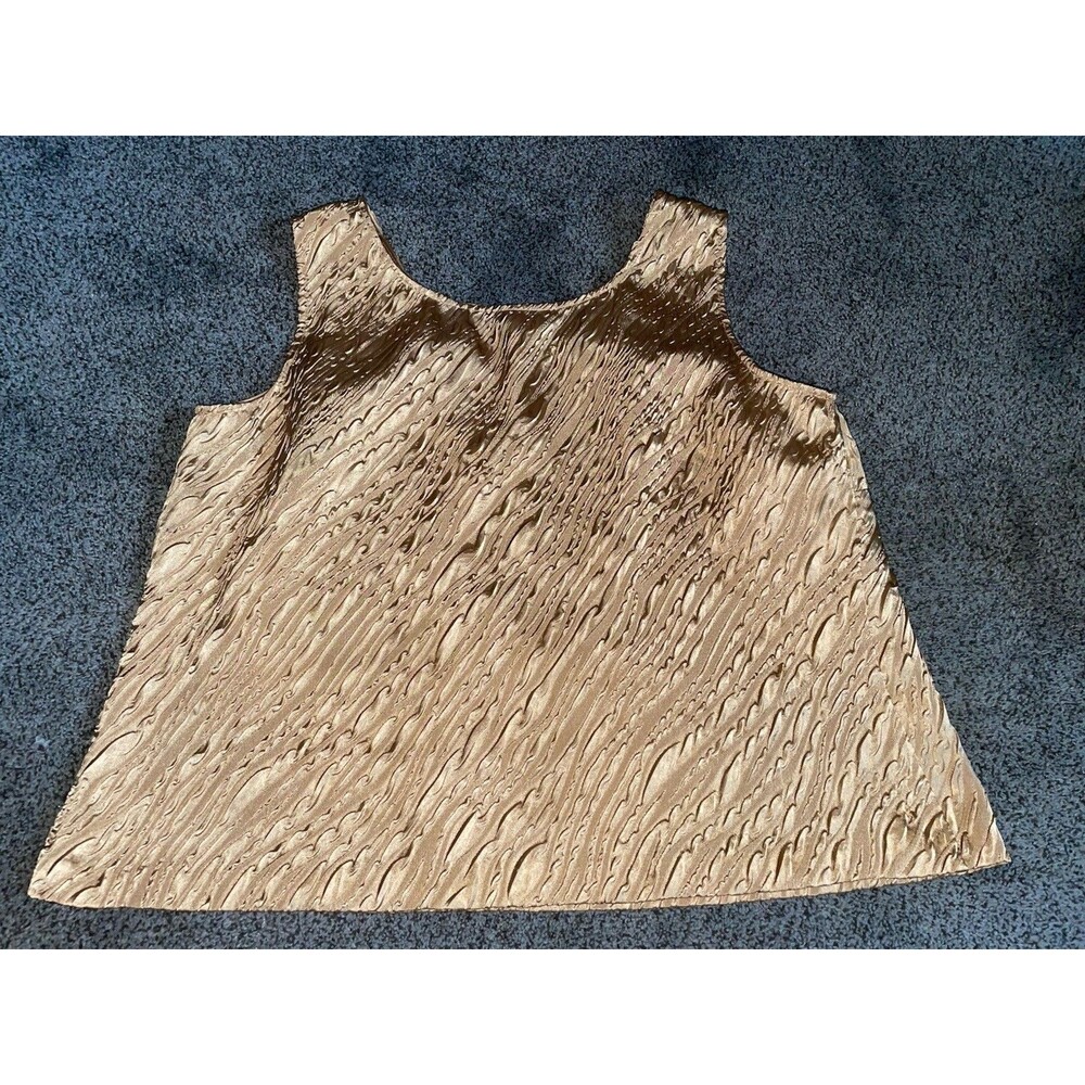 Lady Dorby Gold Metallic Textured Satin Party Top Plus Size 18W Y2K Cocktail